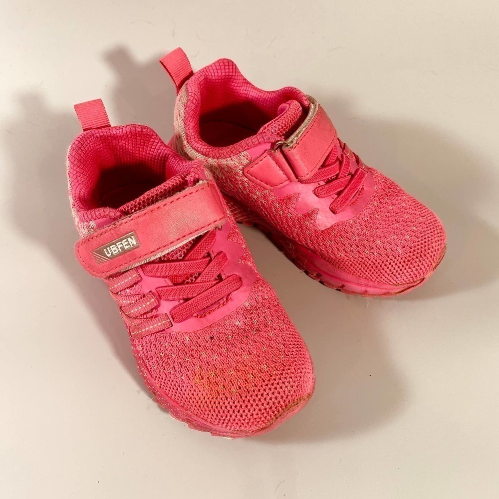 Ubfen Pink Kids Sneakers Tennis Shoes Adjustable Closure Size Toddler 9 (27)